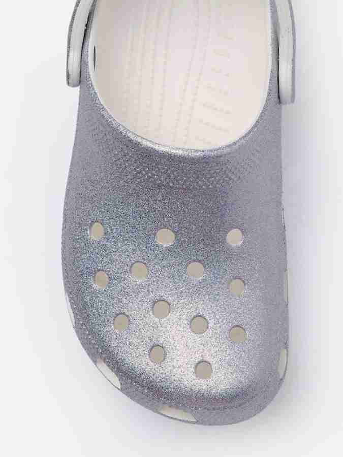 Silver glitter crocs women's hot sale