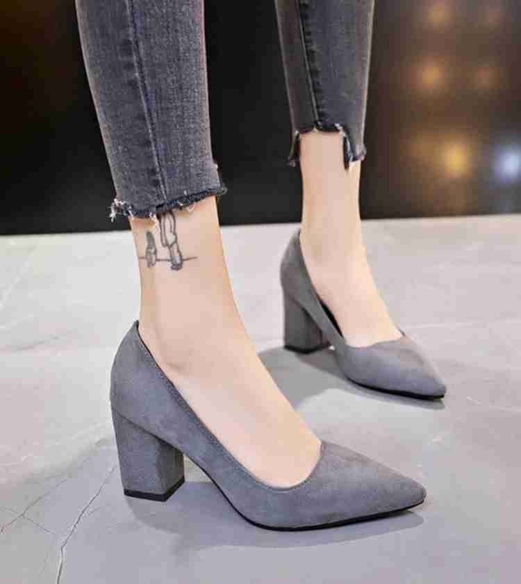 Grey womens heels best sale