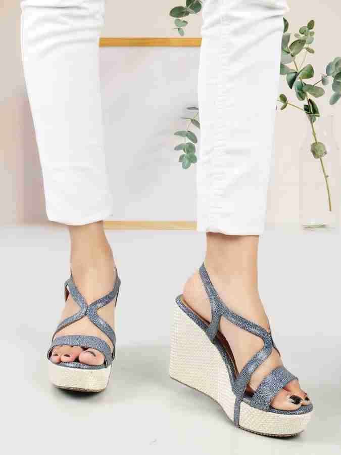 Light blue wedge sandals hot sale