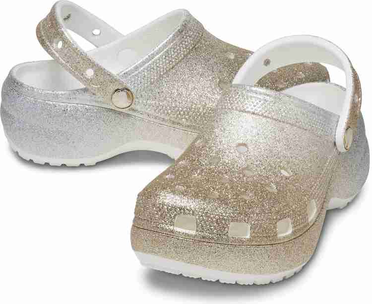 CROCS Classic Platform Ombre Glitter Women Clog Women White Gold