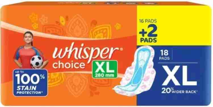 Buy Whisper Choice Sanitary Napkin with Wings (XL) 16 + 2 Free pads Online  at Best Prices in India - JioMart.