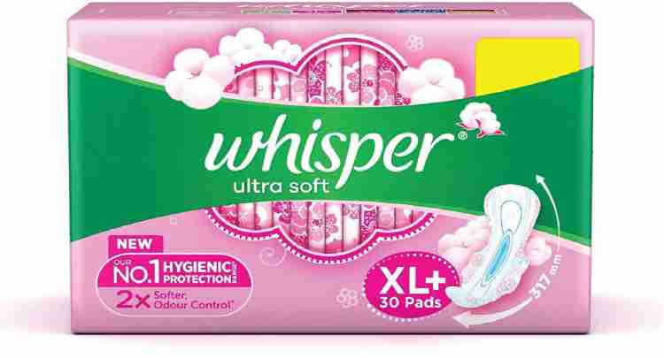 Whisper Ultra Soft XL Plus Wings Sanitary Pad (Pack of 30) pink