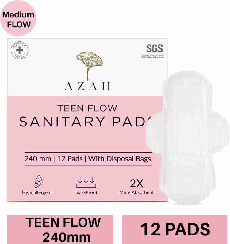 AZAH Rash-Free Organic Sanitary Pads (Box of 12 Pads Teen Pads) Sanitary Pad, Buy Women Hygiene products online in India