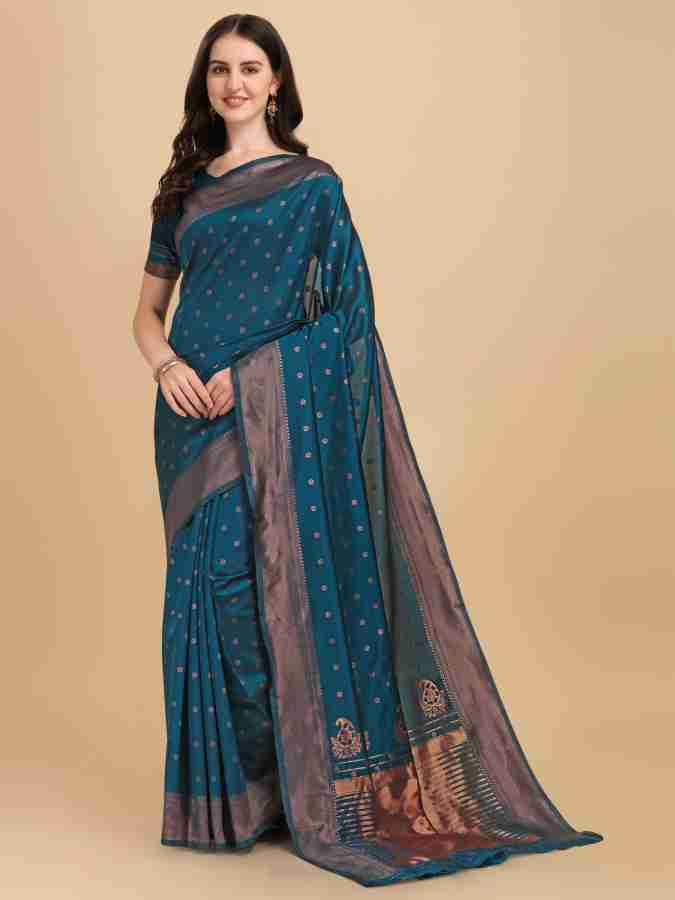 Buy Teal Sarees for Women by LIMDO Online