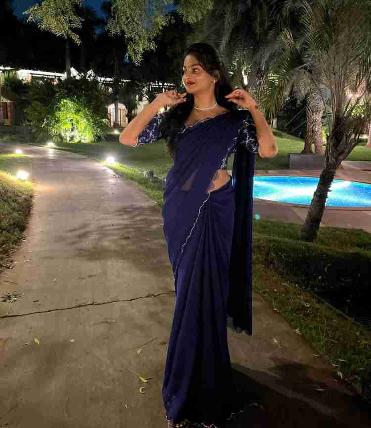 Navy blue hot sale saree online