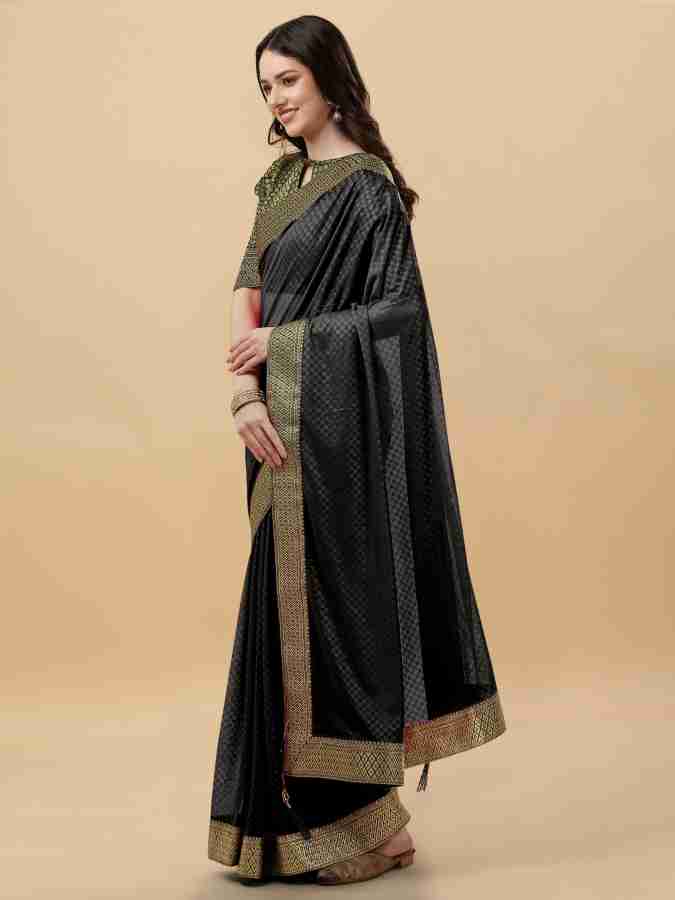 Buy Parmila Fashion Embellished Bhagalpuri Silk Blend Black Sarees Online @ Best  Price In India