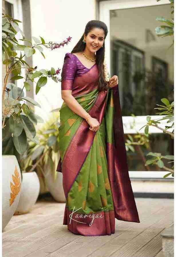 Buy MJ TRENDZ Woven Banarasi Jacquard Green Sarees Online Best Price In India Flipkart