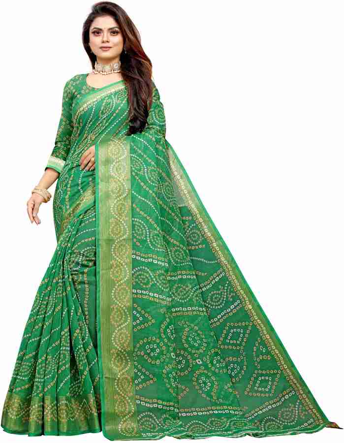 Buy R FASHION Floral Print Banarasi Cotton Blend Green Sarees Online Best Price In India Flipkart