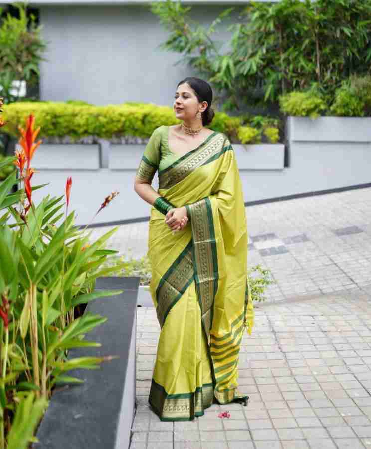 Designer Pista Green Kanjivaram Jacquard Silk Saree in Wayanad at best  price by DHAGA FASHION - Justdial