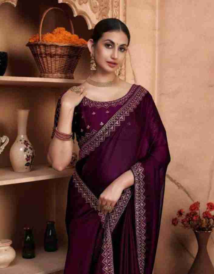 Buy UGAM FASHION Woven Bollywood Jacquard Cotton Silk Purple Sarees Online Best Price In India Flipkart
