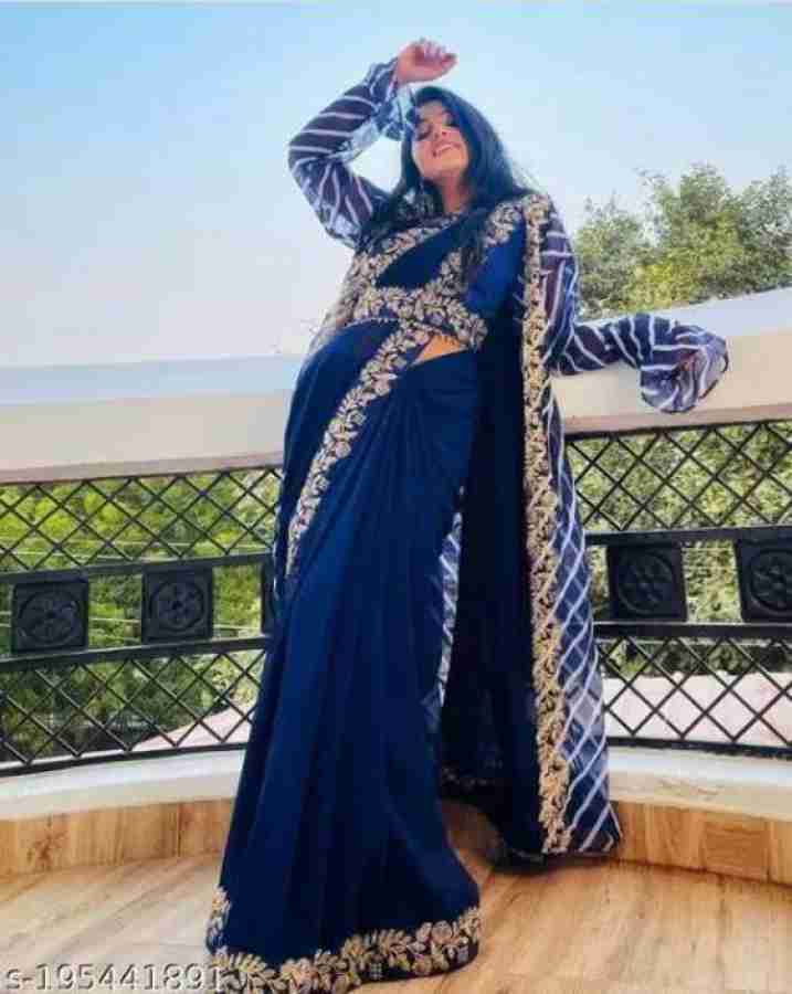 Buy Krisha Fashion Embroidered Bollywood Georgette Blue Sarees Online Best Price In India Flipkart