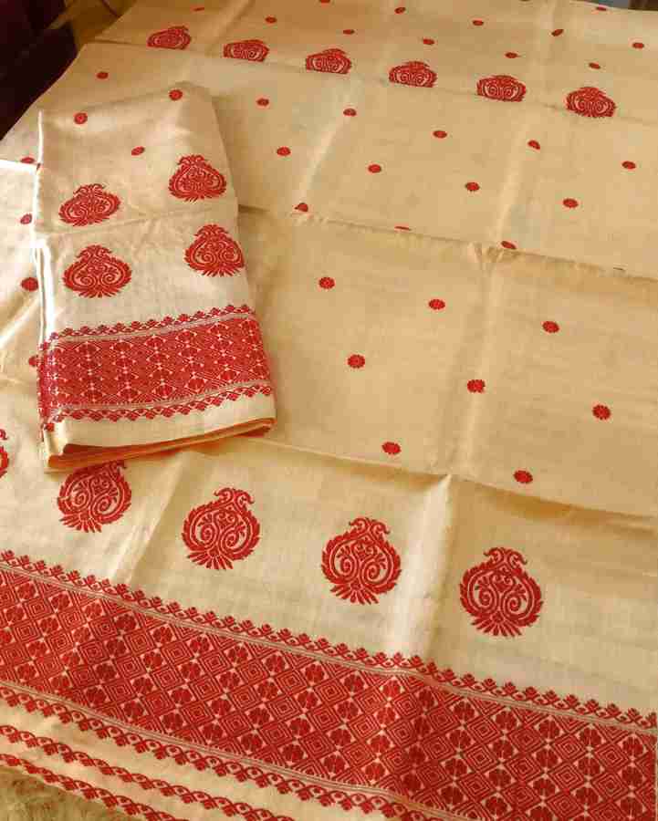 Buy Zilova Woven Mekhela Chador Silk Blend Red Sarees Online Best Price In India Flipkart