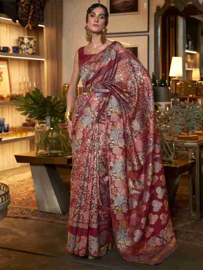 Buy Maroon Sarees for Women by Saree mall Online