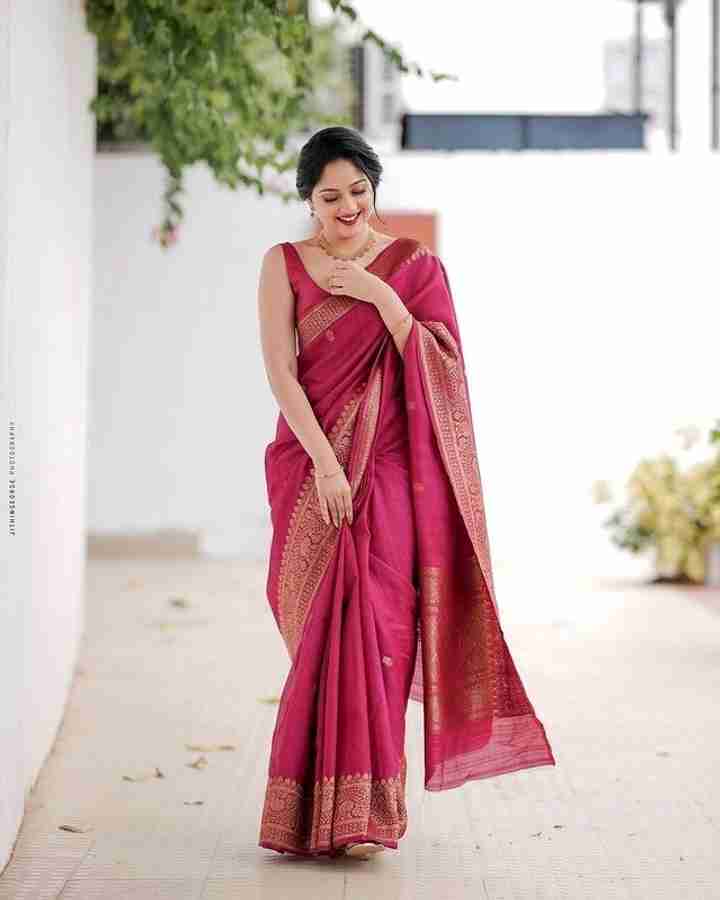 Buy KASTBHANJAN FASHION Self Design Banarasi Jacquard Silk Blend Pink Sarees Online Best Price In India Flipkart