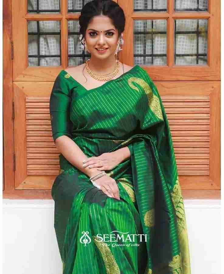 Buy Bella Worth Printed Self Design Kanjivaram Cotton Silk Green