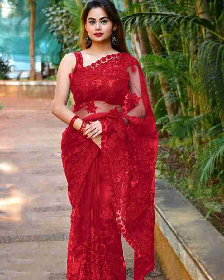 Red saree online flipkart top