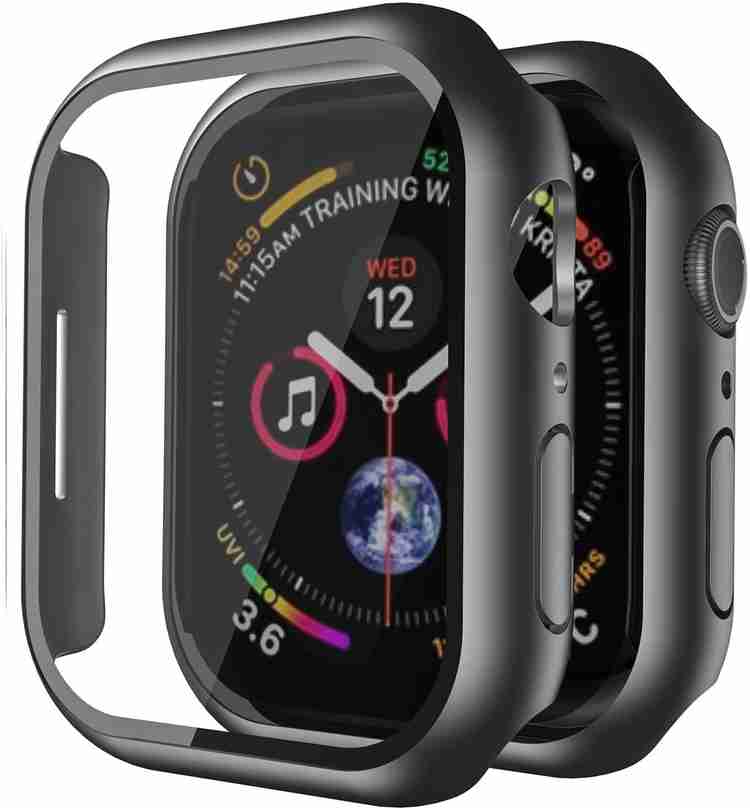 DPJ Tempered Glass Guard for Apple Watch Series 7 45mm Case with Tempered Glass Screen Protector Slim Guard Bumper Full Coverage Hard PC Cover for iWatch 45mm Accessories Black 45mm DPJ