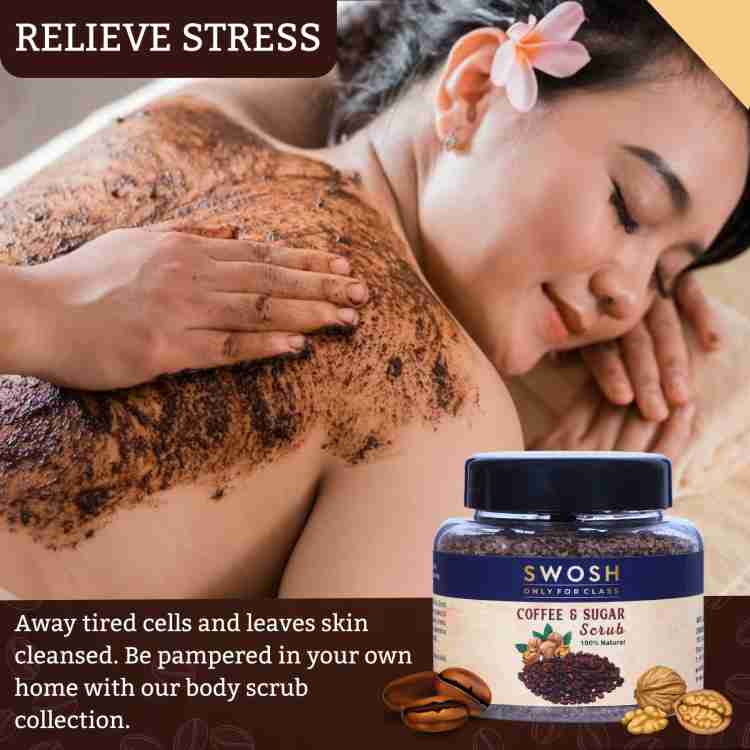 SWOSH 100 Vegan Exfoliating Coffee Sugar Body Scrub For Skin