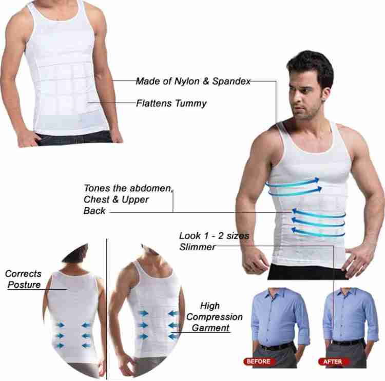 Buy OLSIC Men Compression Shirt Slimming Body Shaper Vest Tummy Control  Shapewear Abdomen Undershirt Gym Workout Tank Top(Black) Online at Best  Prices in India - JioMart.