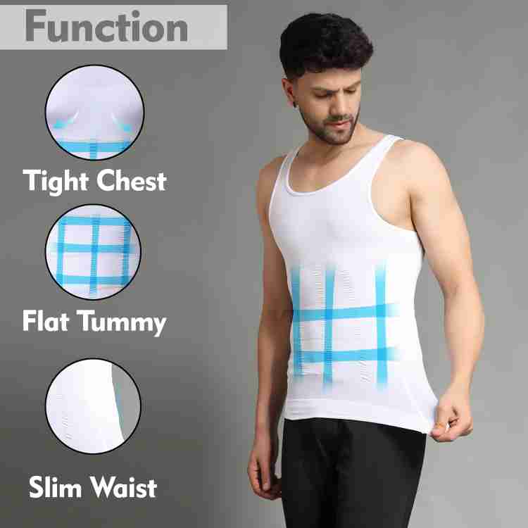 FirstFit Abs Abdomen Body Shaper  Tummy Tucker Vest for Men Shapewear  (Color- White) Size- XXL