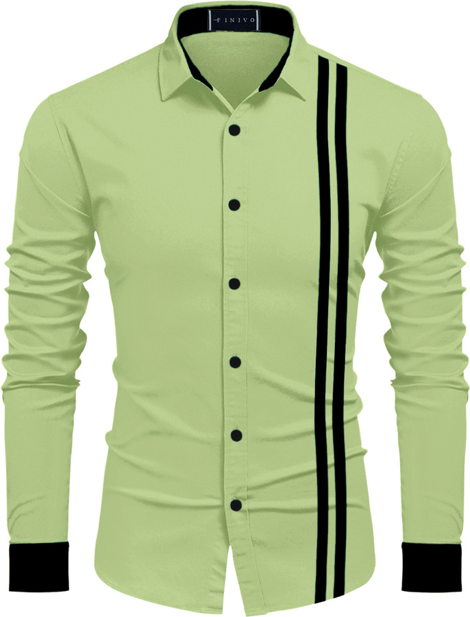 FINIVO FASHION Men Solid Casual Green, White, Black Shirt - Buy FINIVO  FASHION Men Solid Casual Green, White, Black Shirt Online at Best Prices in  India | Flipkart.com