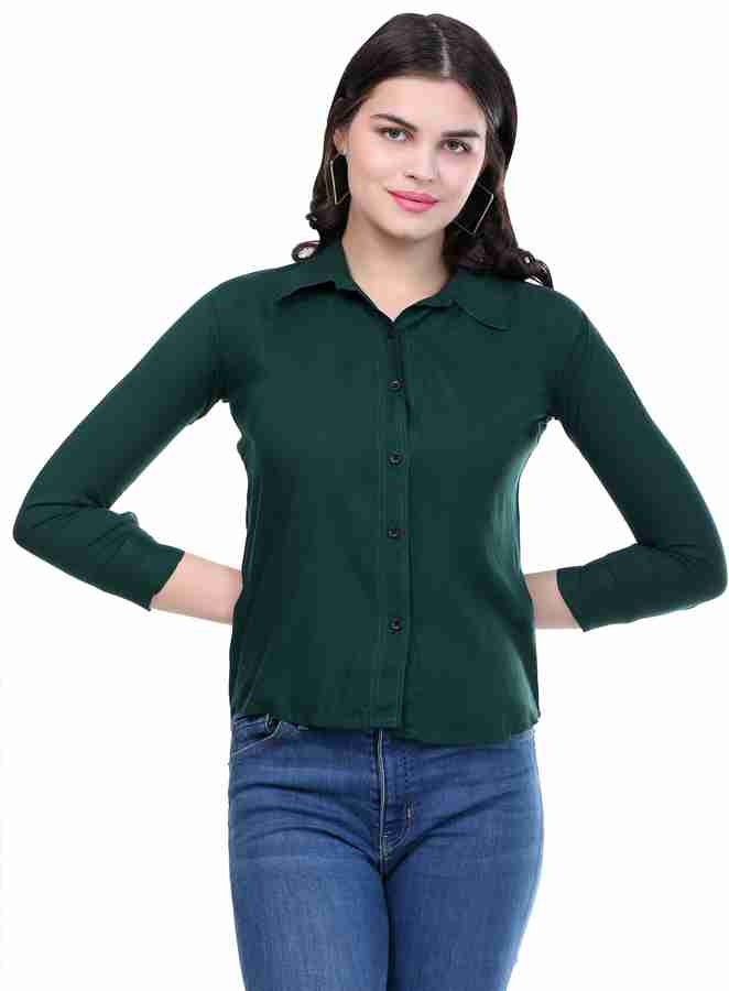Green shirt with jeans girl on sale