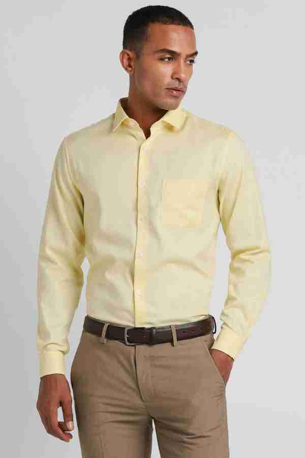 Yellow shirt with deals khaki pants