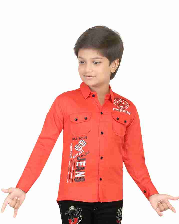 Shop Stylish Orange Boys Shirt Printed Online In India