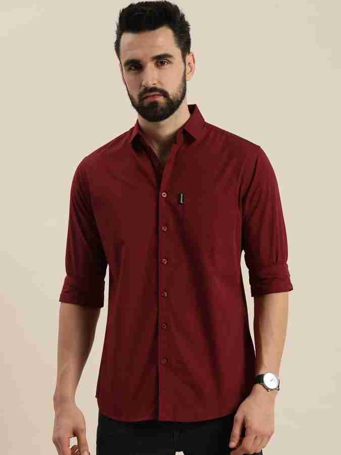 DILLINGER Men Solid Casual Maroon Shirt - Buy DILLINGER Men Solid