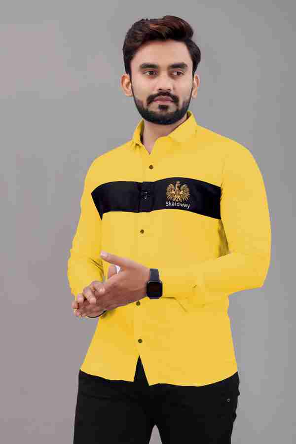 Skaidway Designer Studio Men Color Block Casual Yellow Shirt Buy