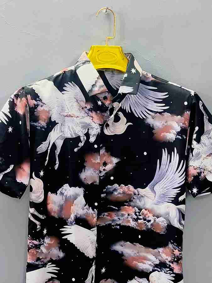 SAMAVARTDESIGNS Men Printed Casual Black Shirt - Buy SAMAVARTDESIGNS Men  Printed Casual Black Shirt Online at Best Prices in India