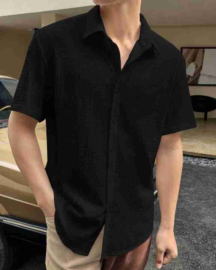 HARI TRENDZ CLOTHING Men Self Design Casual Black Shirt
