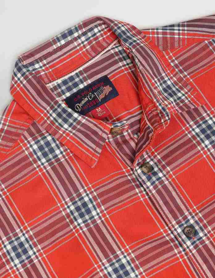 U.S. Polo Assn. Denim Co. Men Checkered Casual Red Shirt