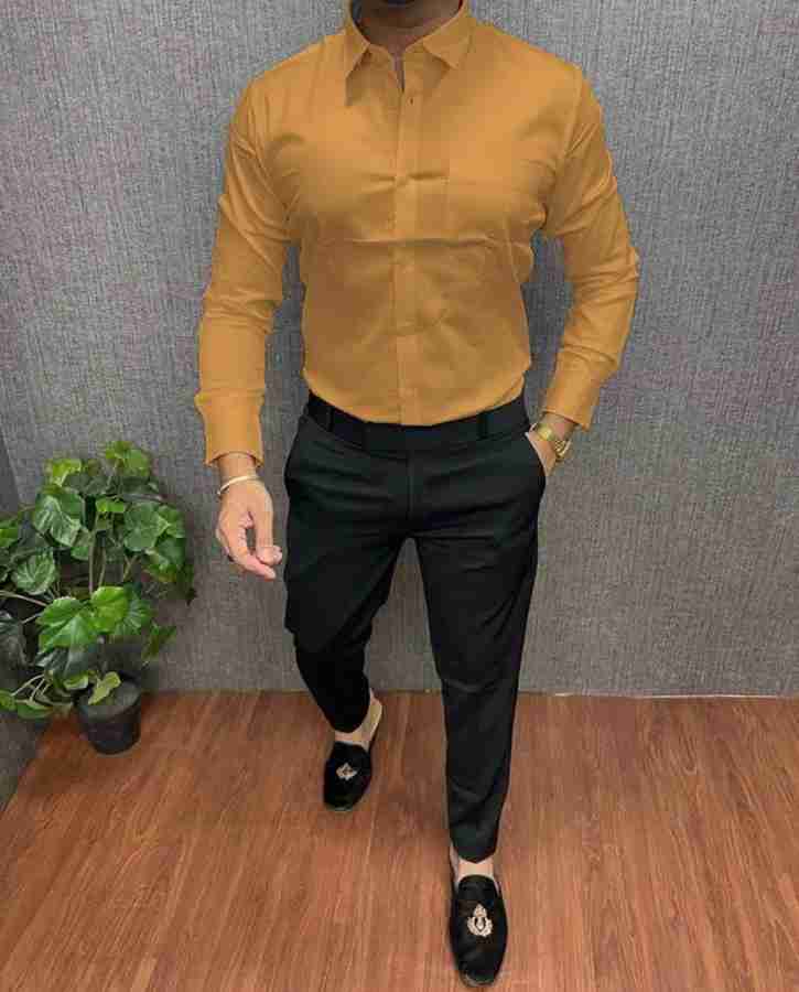 Dark yellow formal shirt on sale