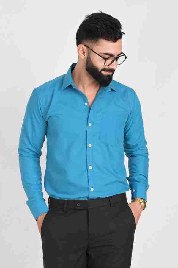 FUBAR Men Solid Formal Light Blue Shirt - Buy FUBAR Men Solid Formal Light  Blue Shirt Online at Best Prices in India