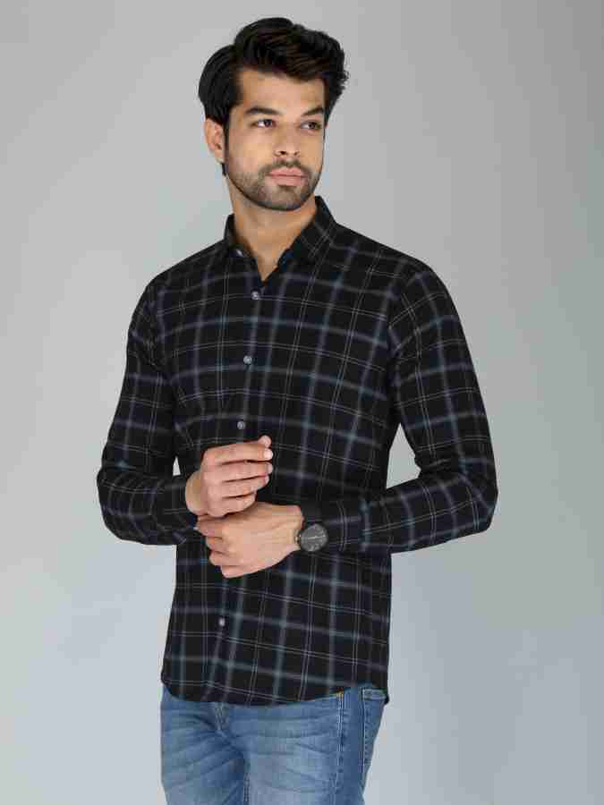 Black & White Small Check Shirt For Men