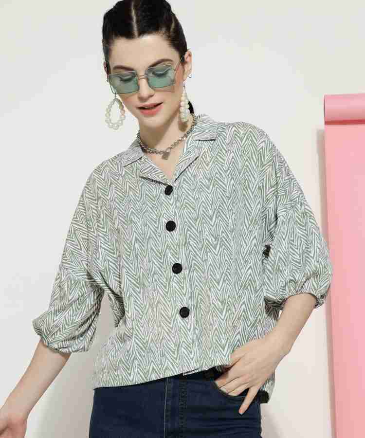 Buy BOXY FIT GREY PRINTED CROP TOP for Women Online in India