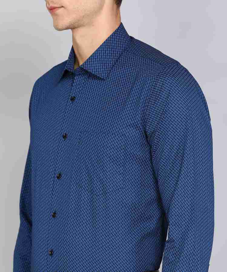 VAN HEUSEN Men Printed Formal Blue Shirt - Buy VAN HEUSEN Men