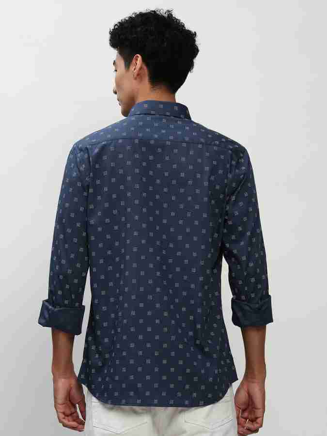 Showoff Men Printed Casual Dark Blue, White Shirt - Buy Showoff