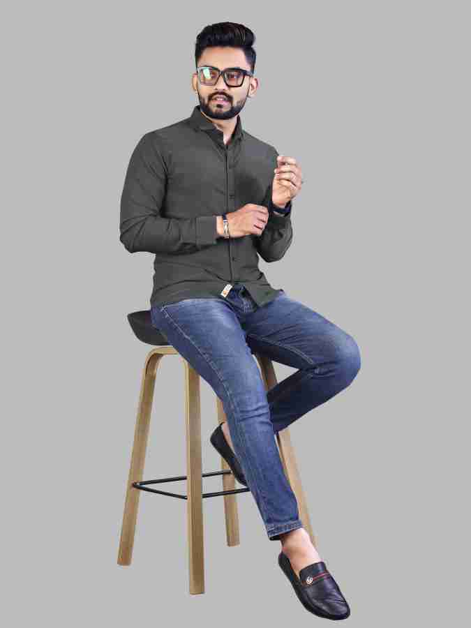 UV FASHION Men Solid Casual Black Shirt - Buy UV FASHION Men Solid Casual  Black Shirt Online at Best Prices in India
