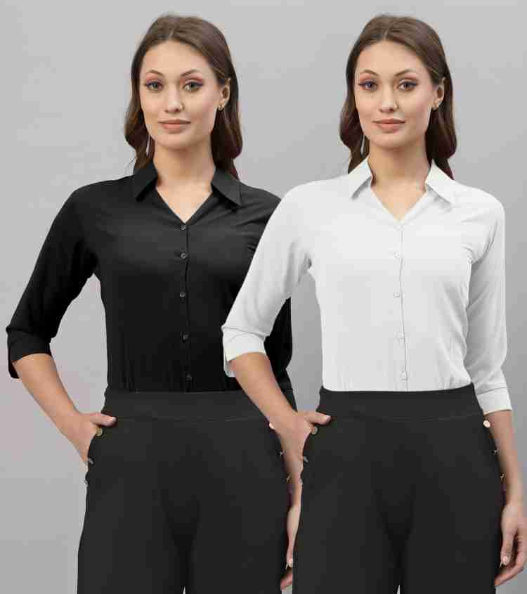 Selvia Women Solid Formal Black White Shirt Buy Selvia Women Solid Formal Black White Shirt Online at Best Prices in India Flipkart