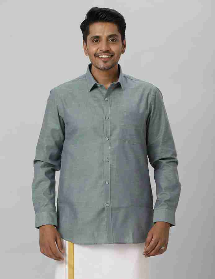 Ramraj Cotton Men Solid Casual Grey Shirt - Buy Ramraj Cotton Men Solid  Casual Grey Shirt Online at Best Prices in India