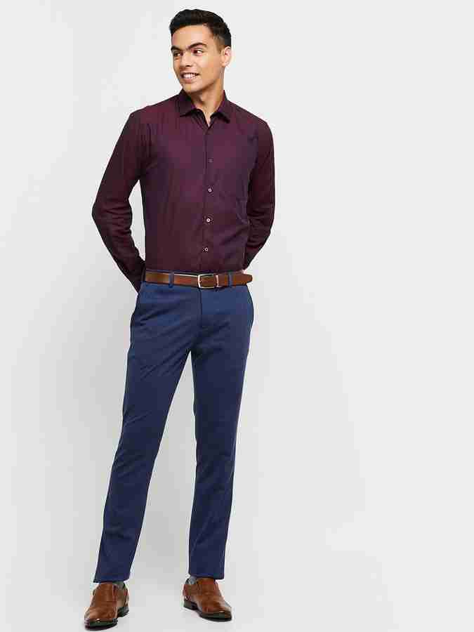 maroon shirt with navy pants