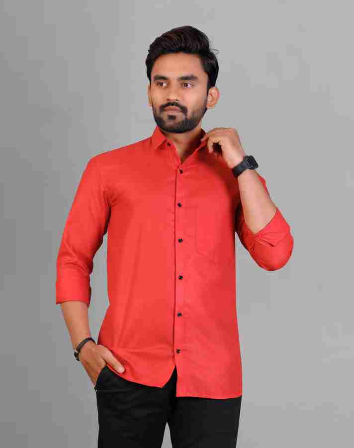 Demure Clothing Co Men Solid Casual Red Shirt Buy Demure