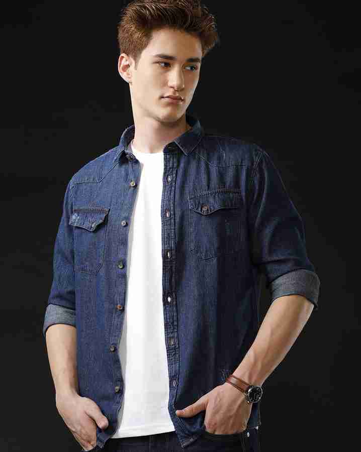 TEMPLE OF DENIM Men Solid Casual Dark Blue Shirt Buy TEMPLE OF DENIM Men Solid Casual Dark Blue Shirt Online at Best Prices in India Flipkart