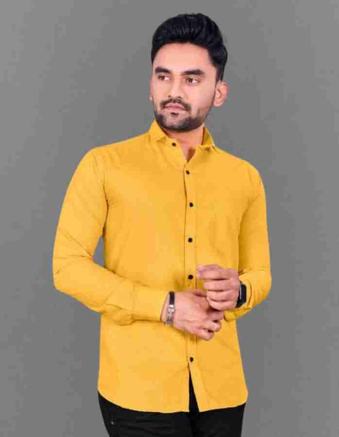 EMTY FASHION Men Solid Casual Yellow Shirt - Buy EMTY FASHION Men Solid  Casual Yellow Shirt Online at Best Prices in India 