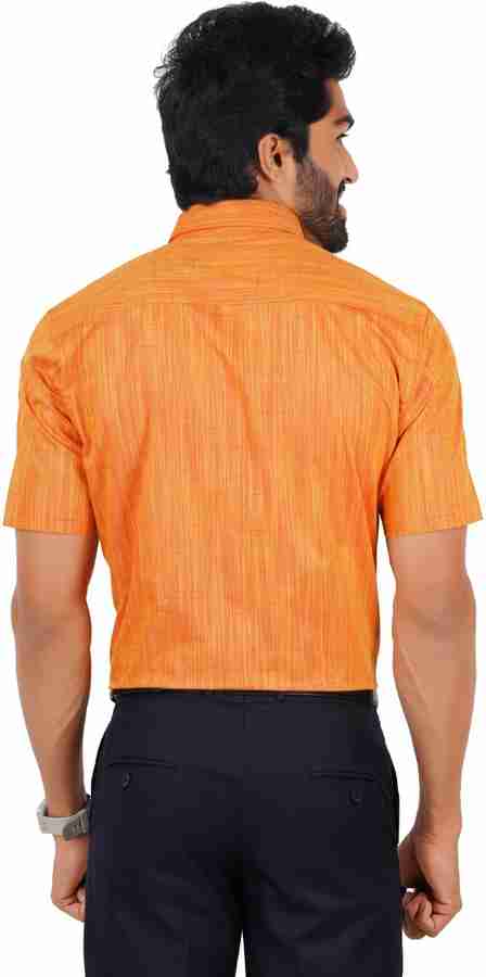 Ramraj Cotton Men Self Design Formal Orange Shirt Buy Ramraj