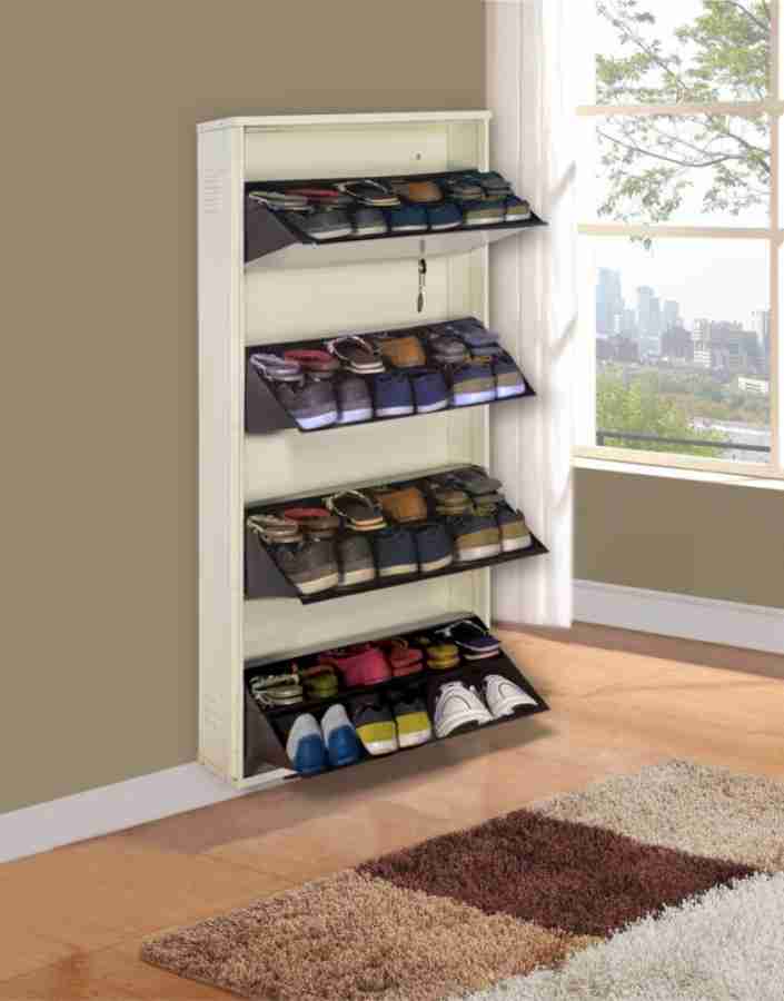 Delite Kom 24 Inches wide Four Door Double Decker Powder Coated Wall Mounted Metallic Ivory Coffee Metal Shoe Rack Price in India Buy Delite Kom 24 Inches wide Four Door Double