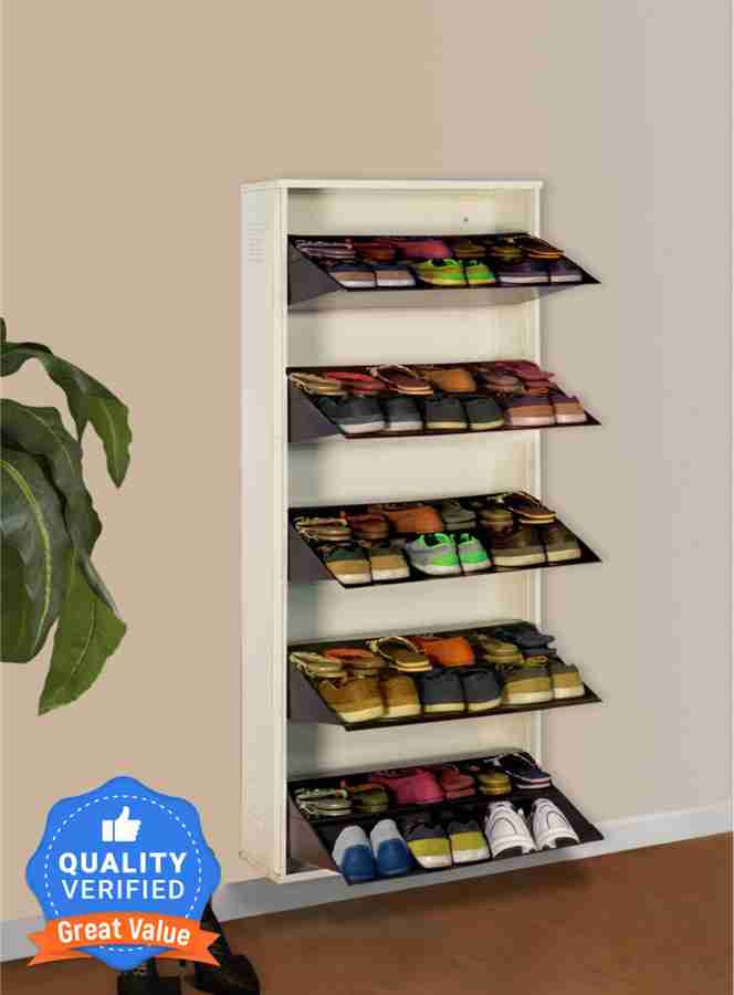 Delite Kom 24 Inches wide Jumbo Five Door Double Decker Powder Coated Wall Mounted Metallic Ivory Coffee Metal Shoe Rack Price in India Buy Delite Kom 24 Inches wide Jumbo Five
