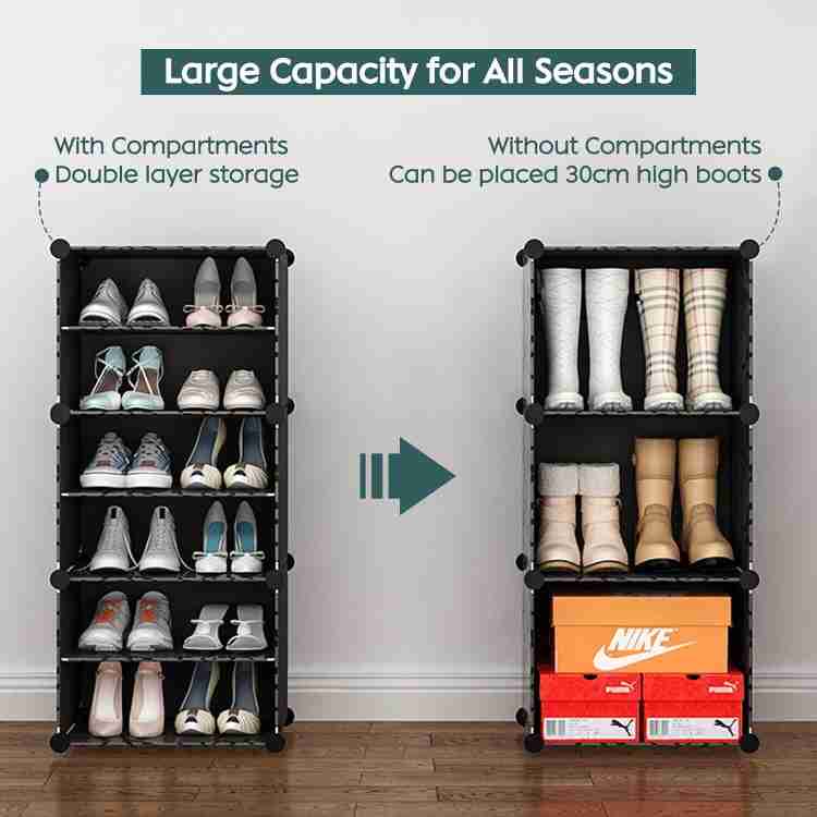Flipkart Perfect Homes Studio Shoe Rack Organizer DIY 24 Pair Tower 6 Door Portable Shoe Rack Shoe Storage Plastic Shoe Rack